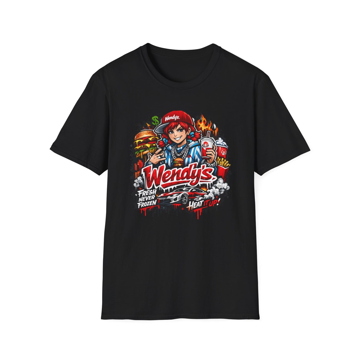 Wendy’s Inspired Streetwear T-Shirt – Vintage Fast Food Graphic Tee, Retro Burger Streetwear Shirt, Urban Hype Tee