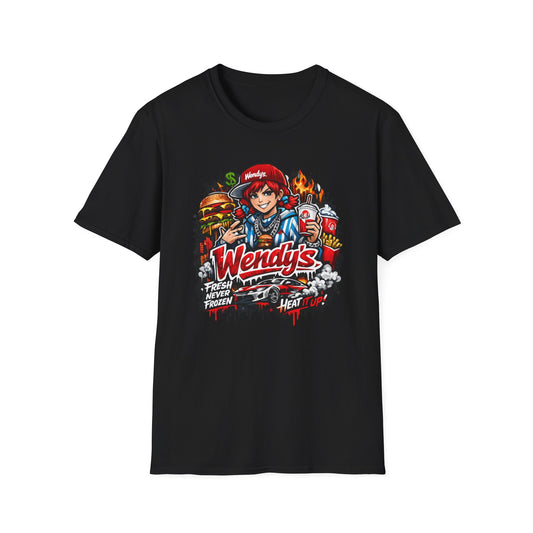 Wendy’s Inspired Streetwear T-Shirt – Vintage Fast Food Graphic Tee, Retro Burger Streetwear Shirt, Urban Hype Tee