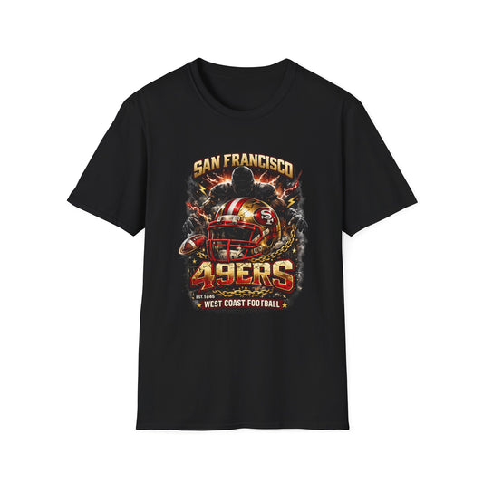 San Francisco Football Fan T-Shirt — Red & Gold Game Day Tee, Bay Area Tailgate Shirt, Football Fan Graphic Tee, Gift for SF Fans