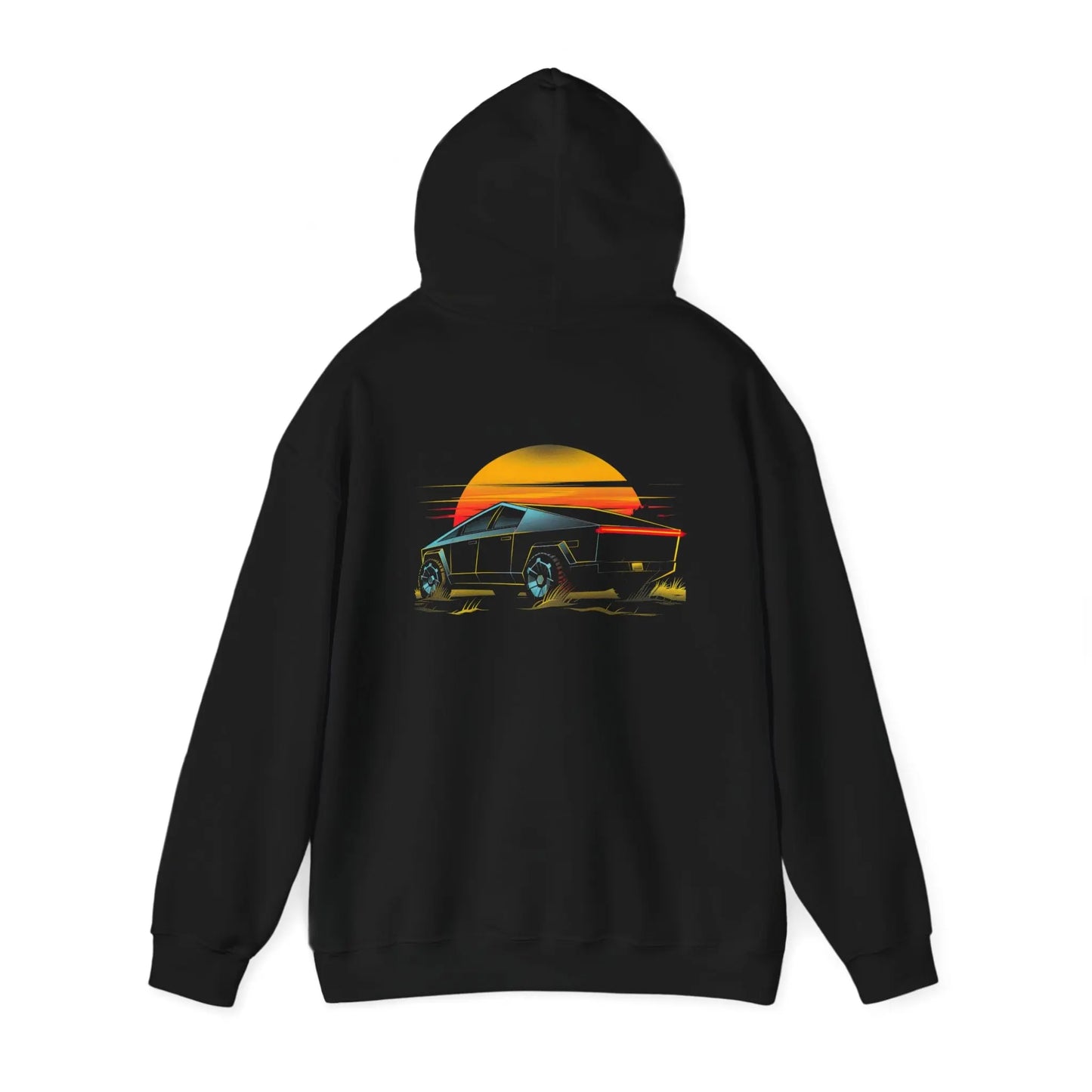 Sunset Drive: Cybetruck Black Hoodie - Black Threadz