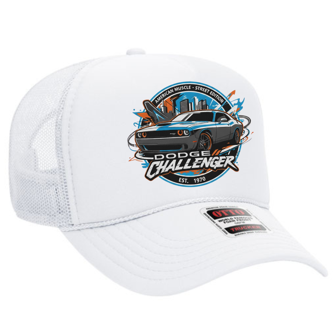 Dodge Challenger Trucker Snapback Hat – Muscle Car Mesh Cap, Adjustable Fit