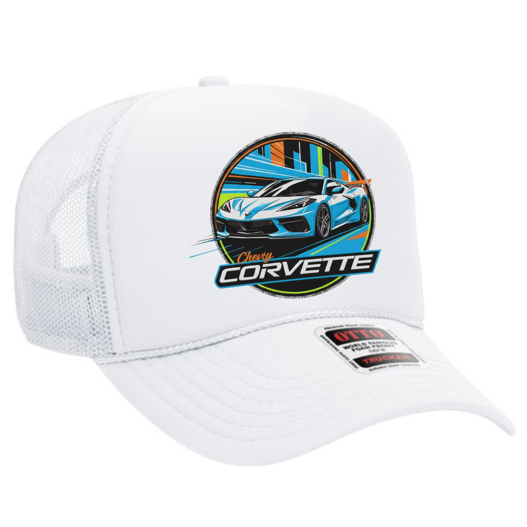 Chevrolet Corvette Trucker Snapback Hat – Classic Muscle Car Mesh Cap, Adjustable Fit
