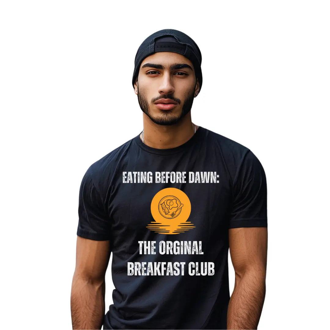 Eating Before Dawn: Join the Original Breakfast Club with Our T-Shirt - Black Threadz