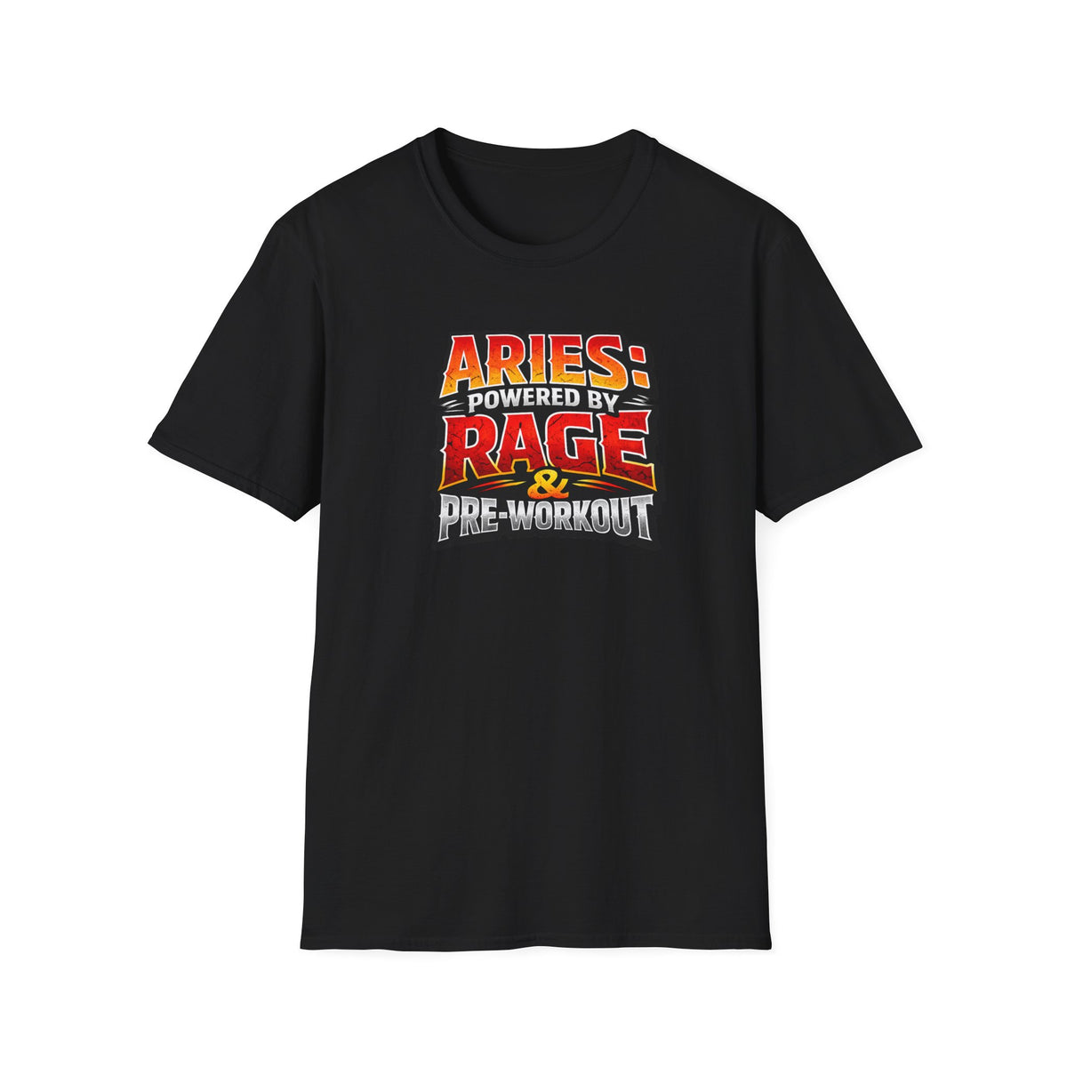 Warning Aries Workout Powered By Rage & Pre-Workout T-Shirt – Funny Aries Gym Shirt, Zodiac Fitness Graphic Tee, Aries Workout Gift for Men & Women