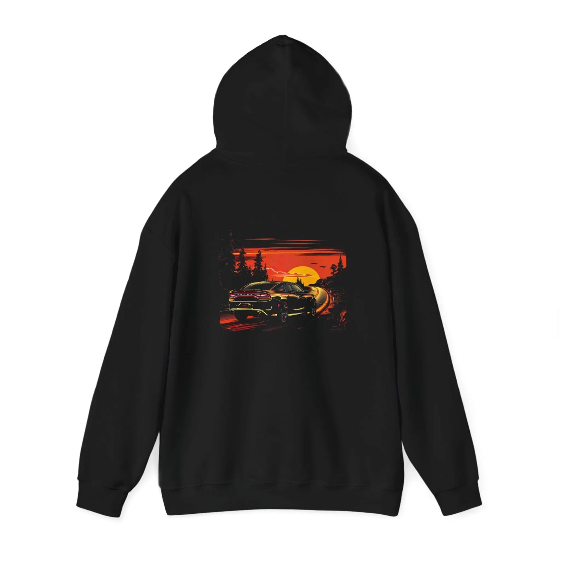 Sleek Style: Dodge Charger On the Road Black Hoodie - Dodge Charger Gifts - Dodge Charger Merchandise - Black Threadz