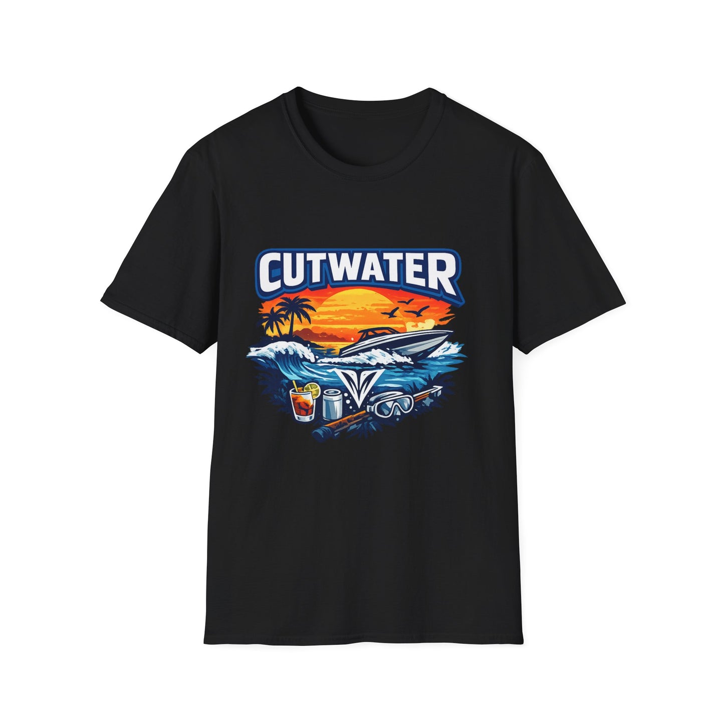Cutwater T-Shirt – Ready-to-Drink Cocktail Fan Tee, Spirits & Rummer Shirt, Trendy Bar Merch