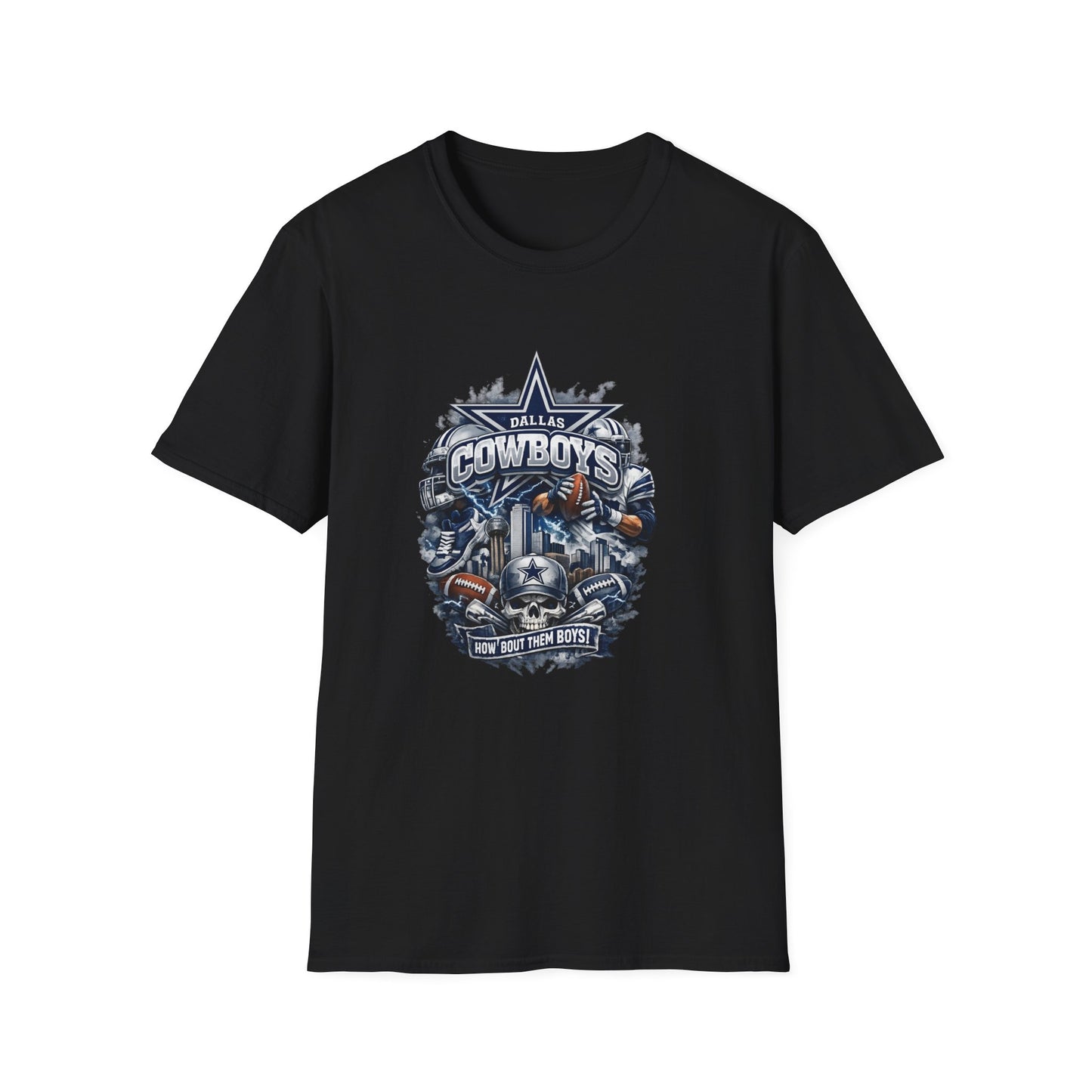 Dallas Football Fan T-Shirt — Navy & Silver Game Day Tee, Texas Tailgate Shirt, Football Fan Graphic Tee, Gift for Dallas Fans