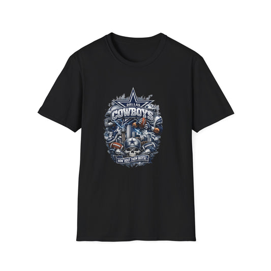 Dallas Football Fan T-Shirt — Navy & Silver Game Day Tee, Texas Tailgate Shirt, Football Fan Graphic Tee, Gift for Dallas Fans