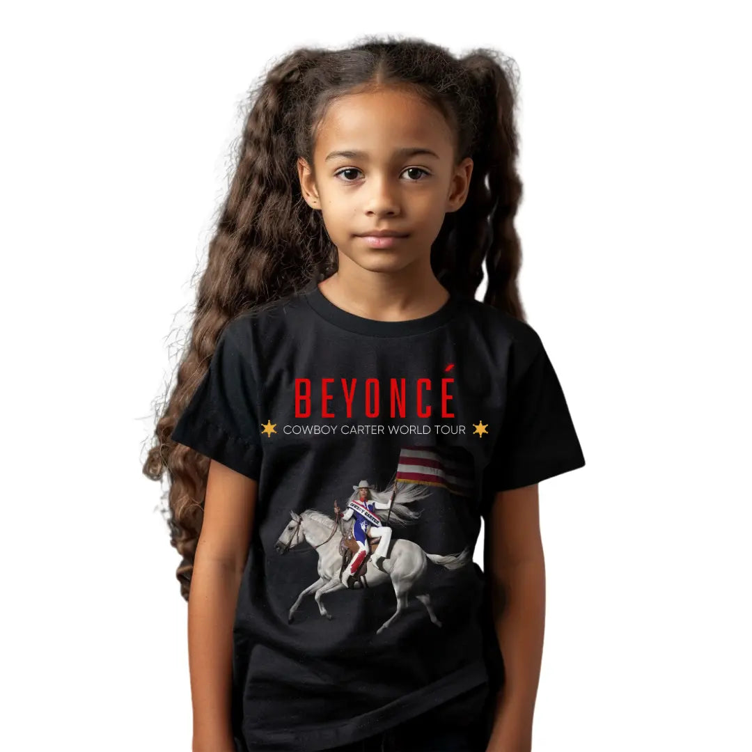 Beyoncé Cowboy Carter World Tour Concert Shirt - Kid's Black Tee for Fans - Black Threadz