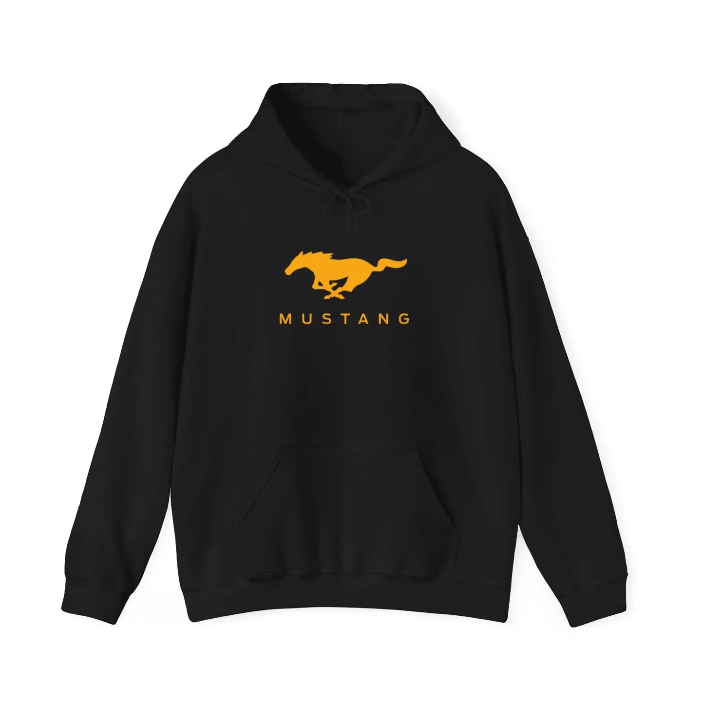 Iconic Drive: Black Ford Mustang Roadside Black Hoodie - Black Threadz