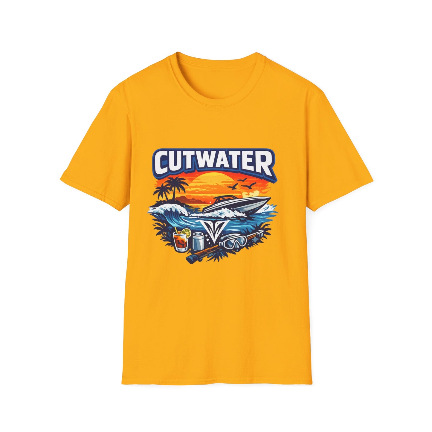 Cutwater T-Shirt – Ready-to-Drink Cocktail Fan Tee, Spirits & Rummer Shirt, Trendy Bar Merch
