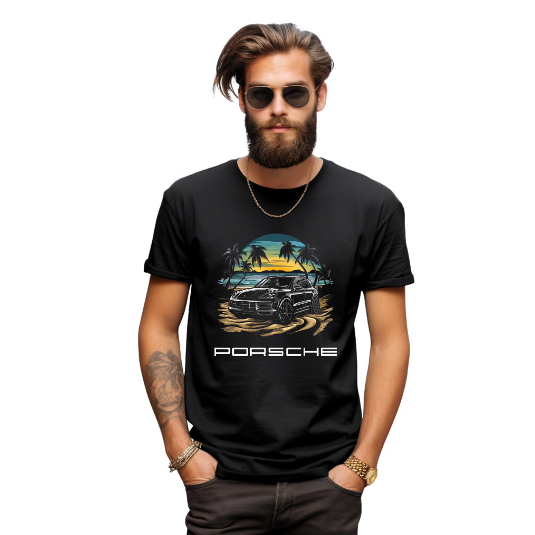 black porsche cayenne t-shirt for him or her