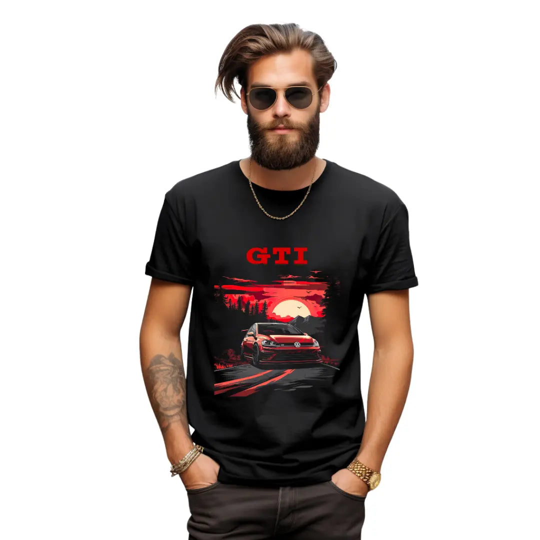 Sundown Drive: GTI Sunset Black T-Shirt - Black Threadz