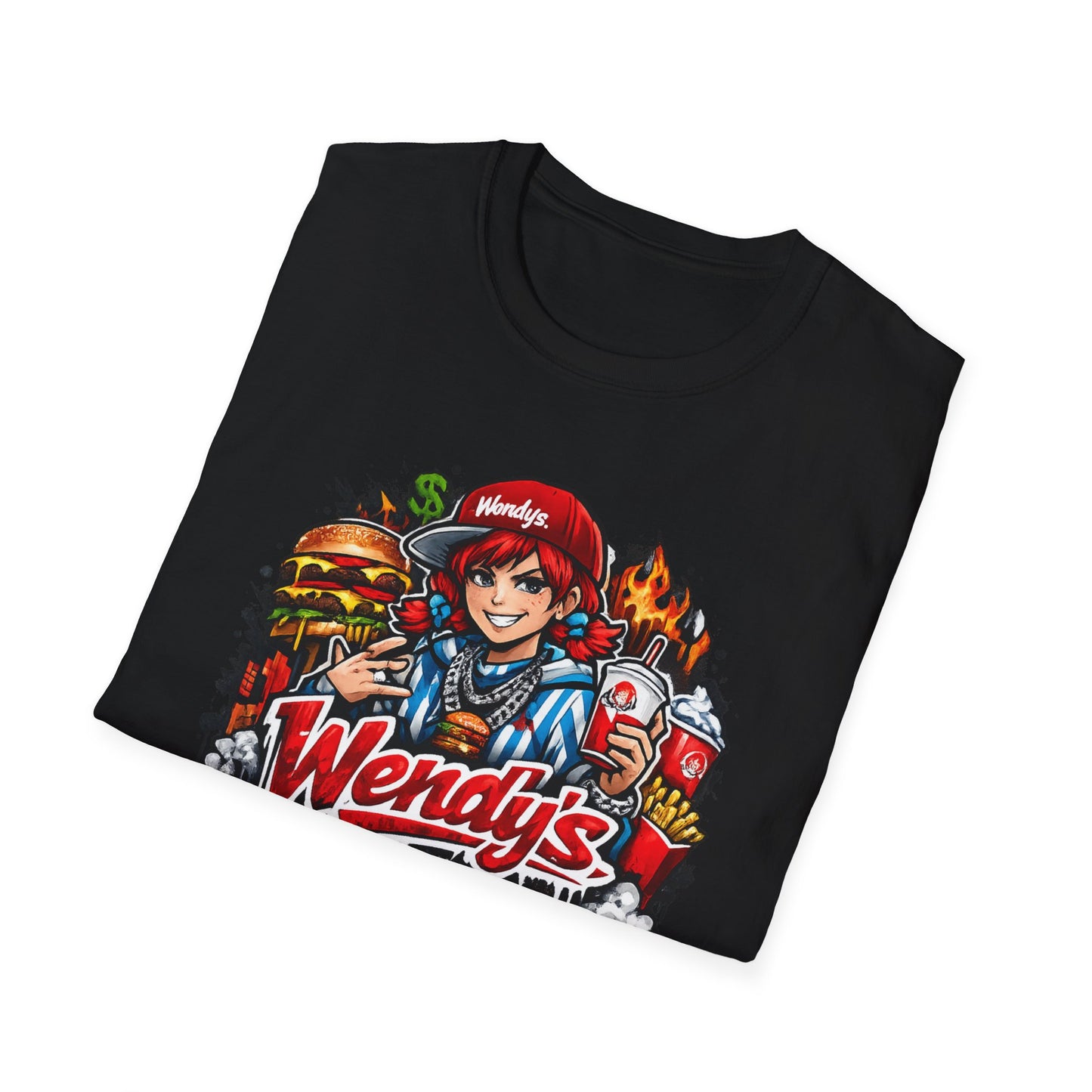 Wendy’s Inspired Streetwear T-Shirt – Vintage Fast Food Graphic Tee, Retro Burger Streetwear Shirt, Urban Hype Tee