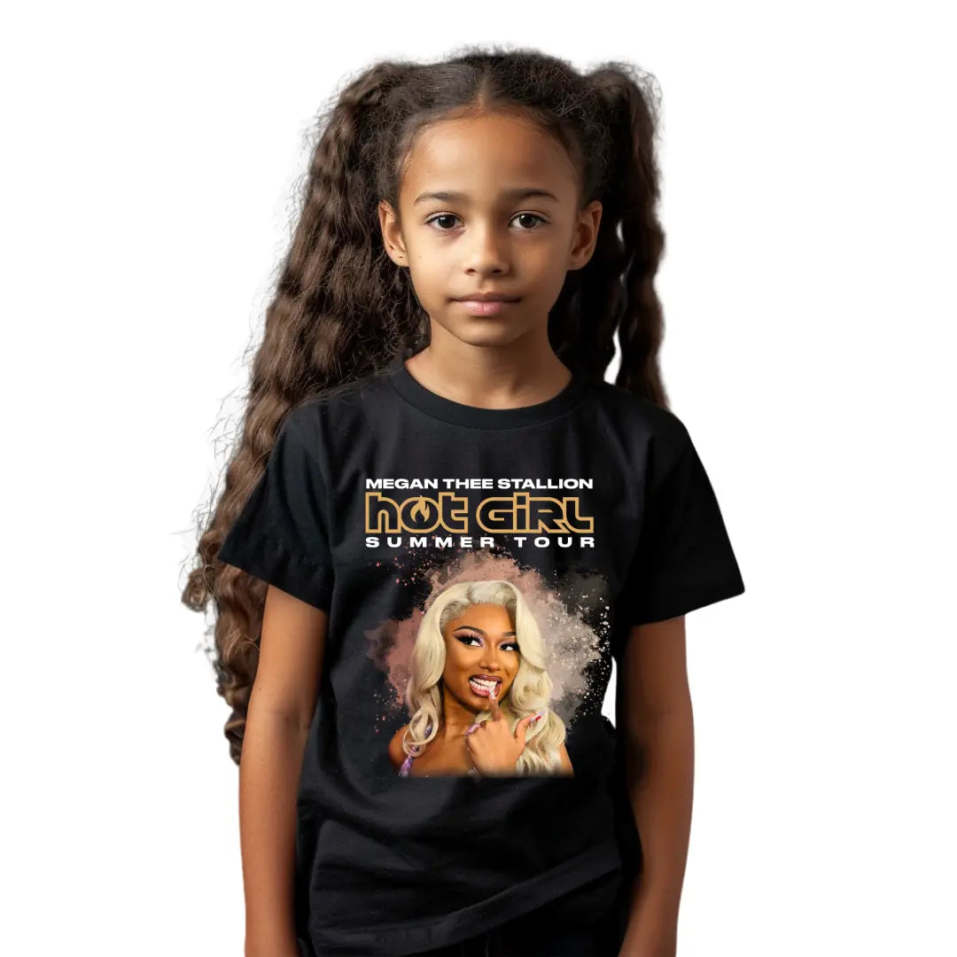 Megan Thee Stallion's Hot Girl Summer Tour Kid's Shirt - Black Threadz