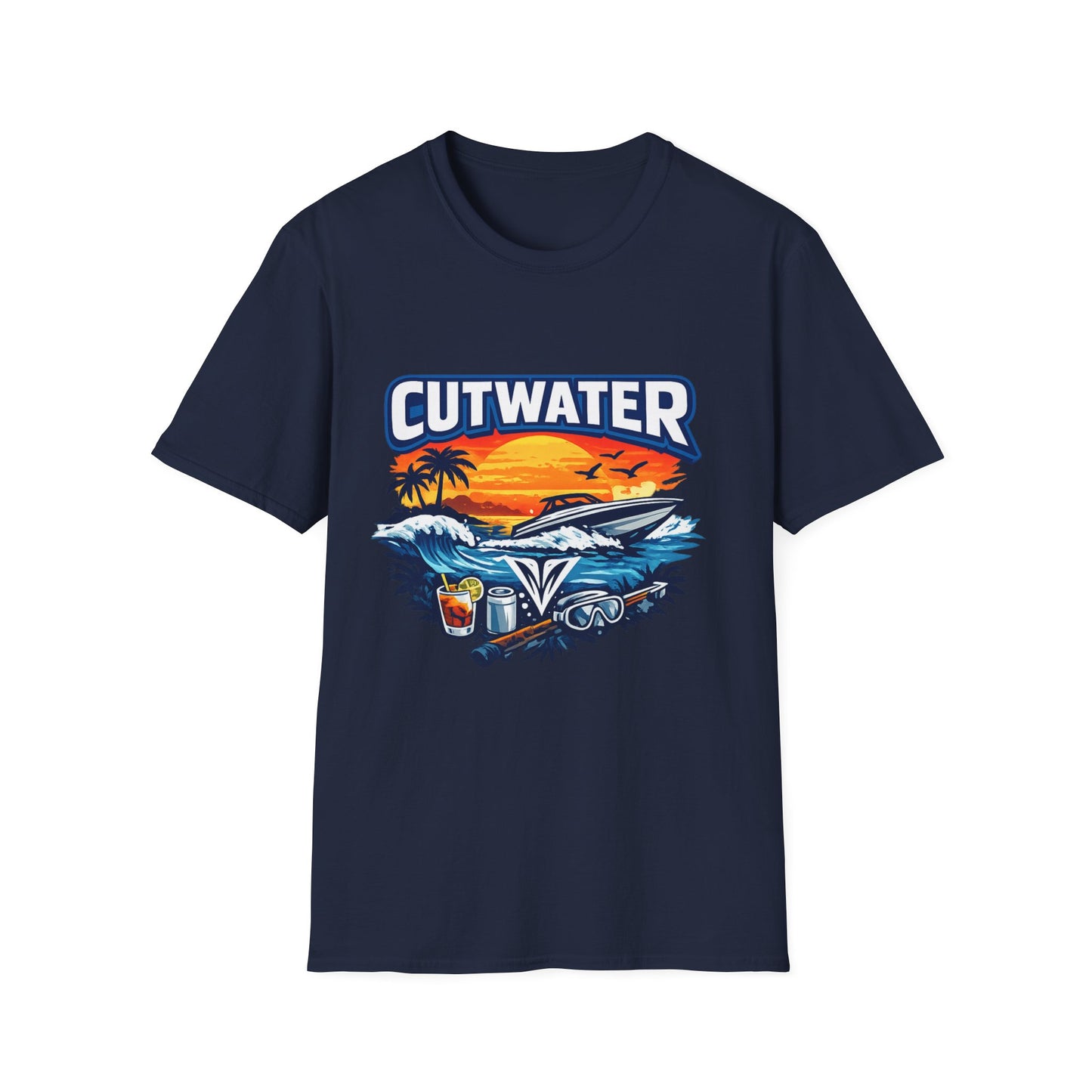 Cutwater T-Shirt – Ready-to-Drink Cocktail Fan Tee, Spirits & Rummer Shirt, Trendy Bar Merch