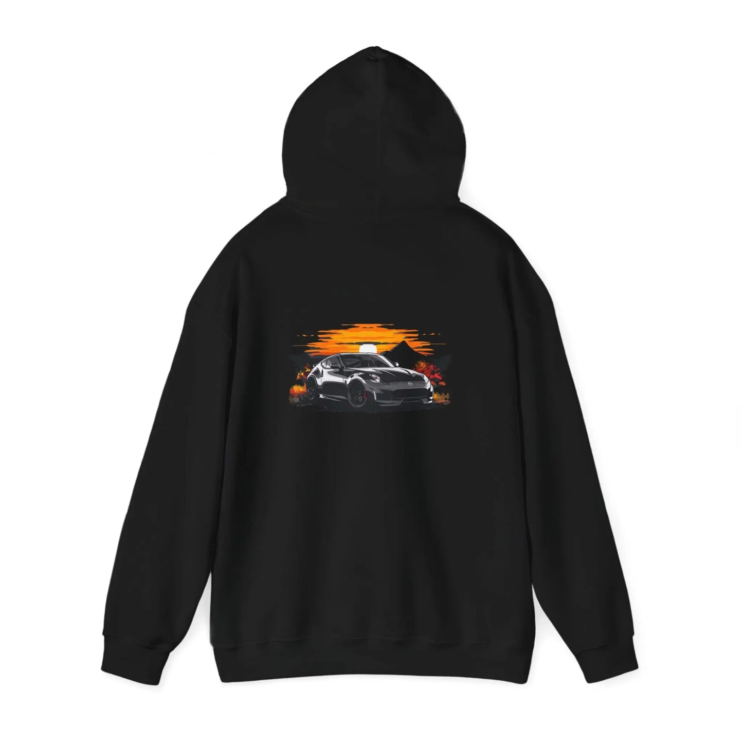 Sleek Style: Nissan 370Z On the Road Black Hoodie - Black Threadz