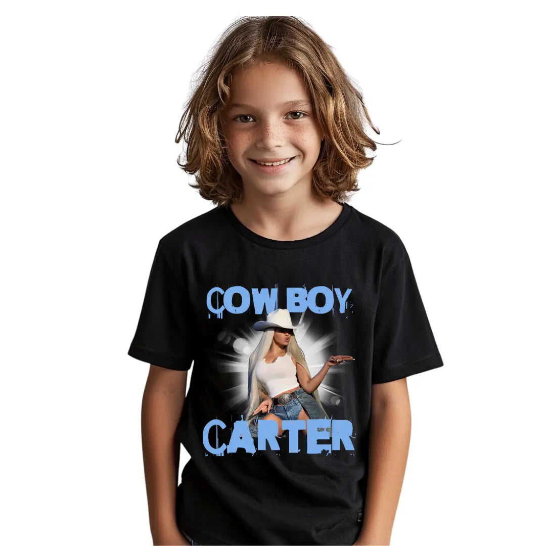 Beyoncé Cowboy Carter Kid's Black T-Shirt: Empowering Fashion Statement - Black Threadz