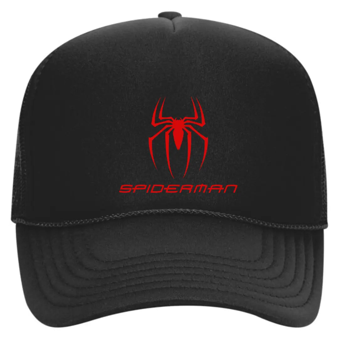 Embrace Your Inner Hero: Spider-Man Black Trucker Snapback Hat - Black Threadz