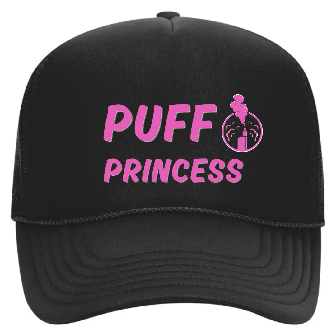 Puff Princess Vaping Black Trucker Snapback Hat - Black Threadz