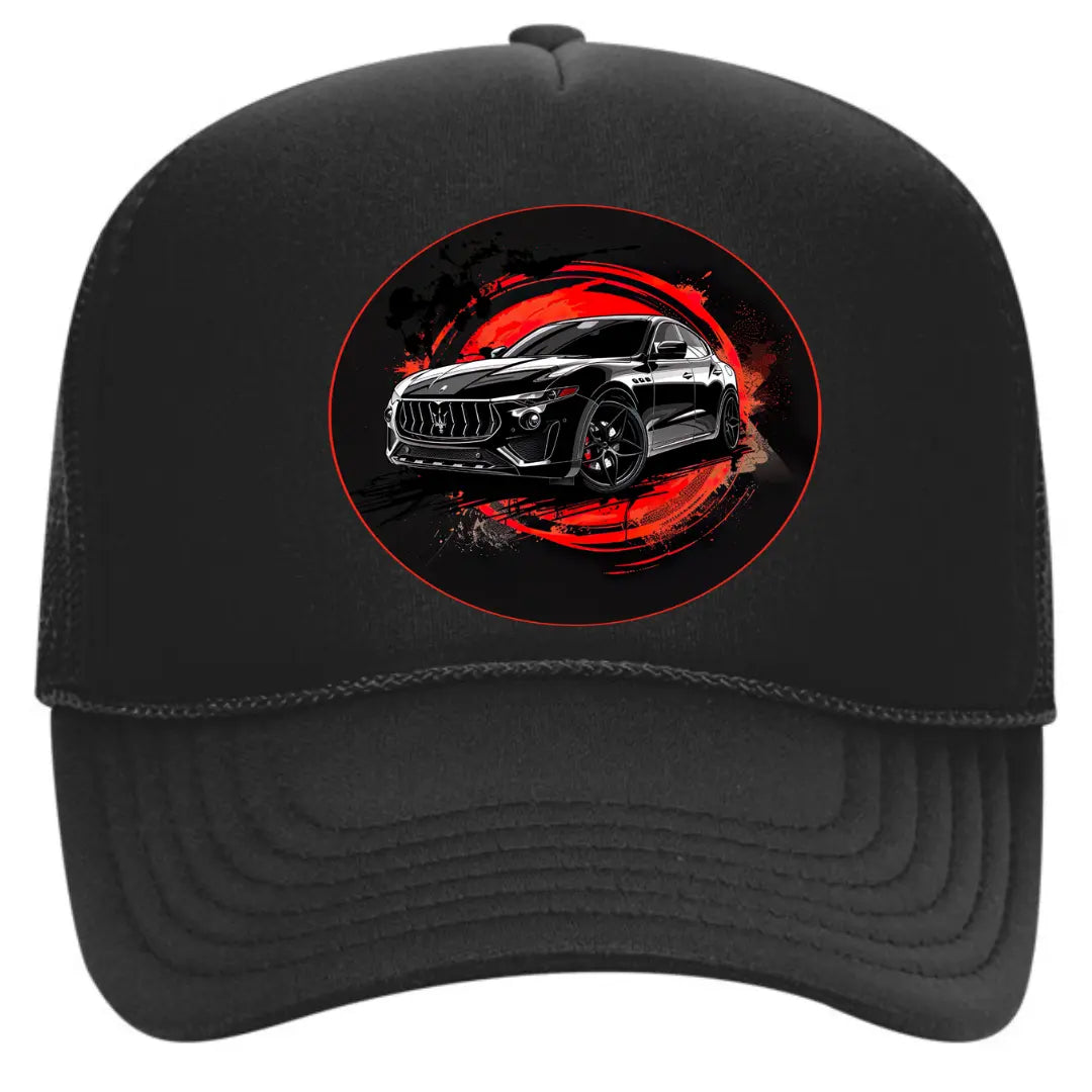 Black Trucker Hat for Maserati Levante Enthusiasts - Black Threadz