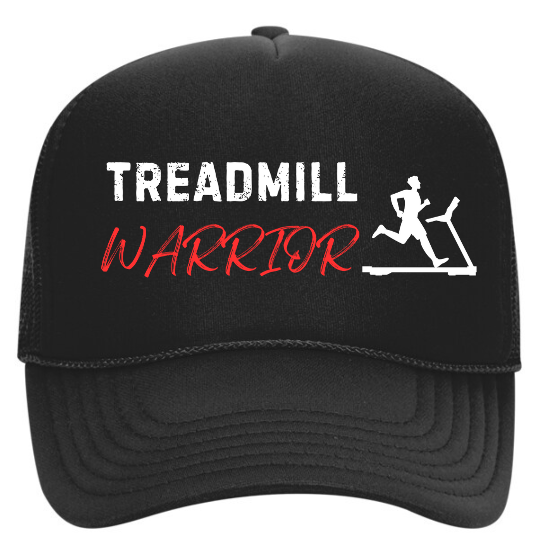 Men's Funny Treadmill Black Gym Fitness Trucker Hat with Sweatband - Best Workout Hat for Sweat