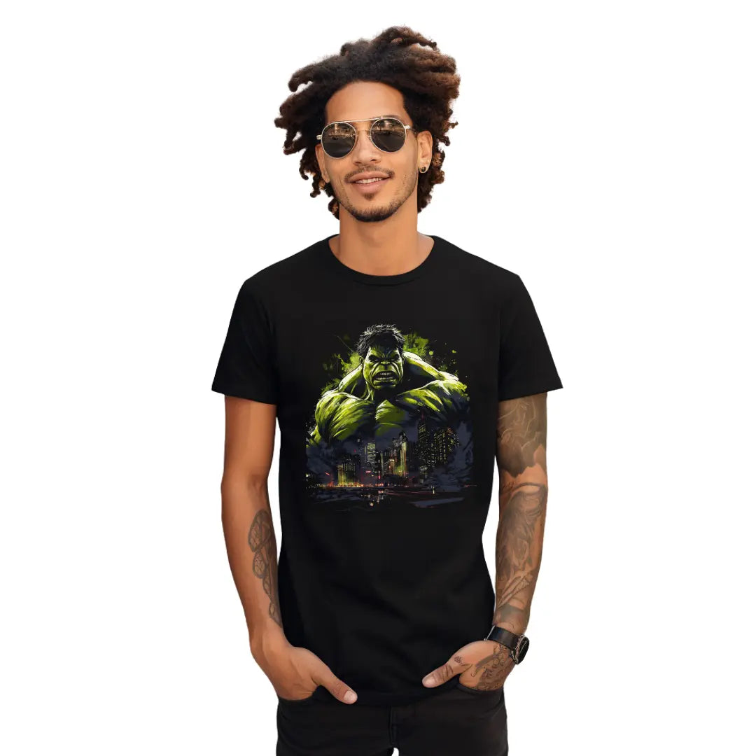 Incredible Strength: The Hulk Graphic Tee for Marvel Enthusiasts - Black Threadz