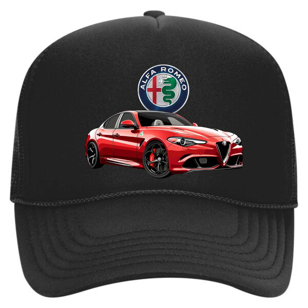 Alfa romeo giulia snapback trucker hat black