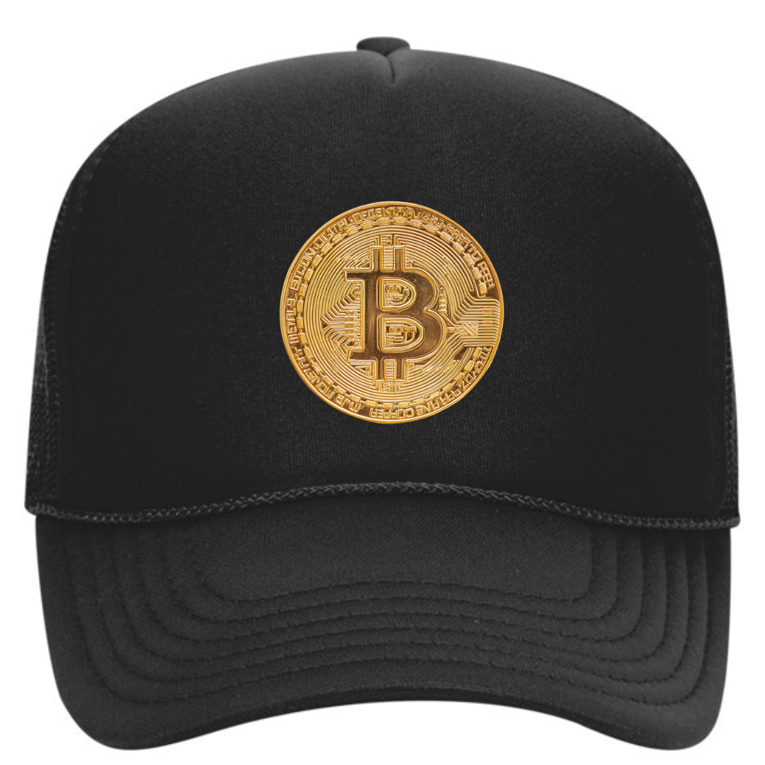Black Bitcoin Snapback Trucker Hat – Crypto Streetwear Cap