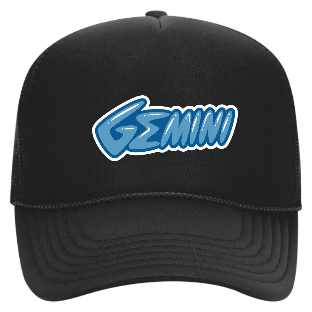 Embrace Your Sign: Black Gemini Trucker Snapback Hat - Black Threadz