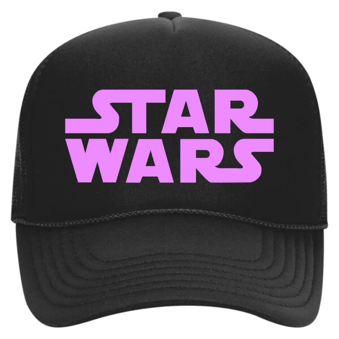 Join the Galactic Adventure with Our Black Trucker Hat: "Star Wars" Edition - Black Threadz