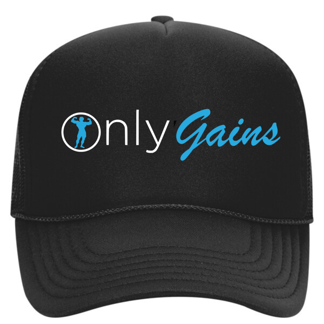 Only Gains Gym Fitness Trucker Hat with Sweatband - Best Workout Hat for Sweat