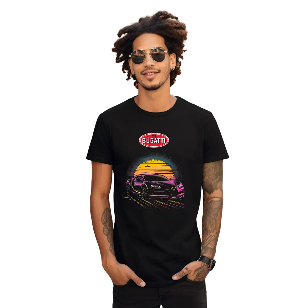 Chiron Beach Sunset Sweatshirt - Stylish Black Top with Luxury Car Silhouette - Black Threadz
