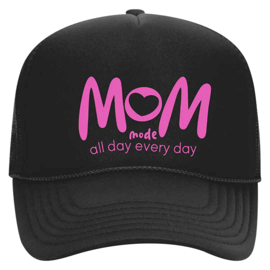 Mom Mode Black Trucker Snapback Hat - Black Threadz