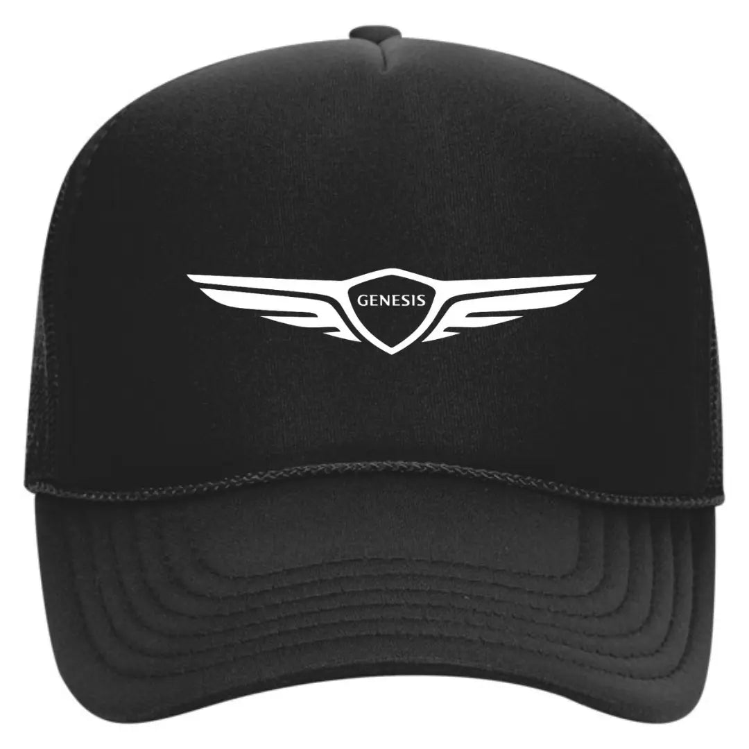 Experience Luxury: Genesis Black Trucker Snapback Hat - Black Threadz