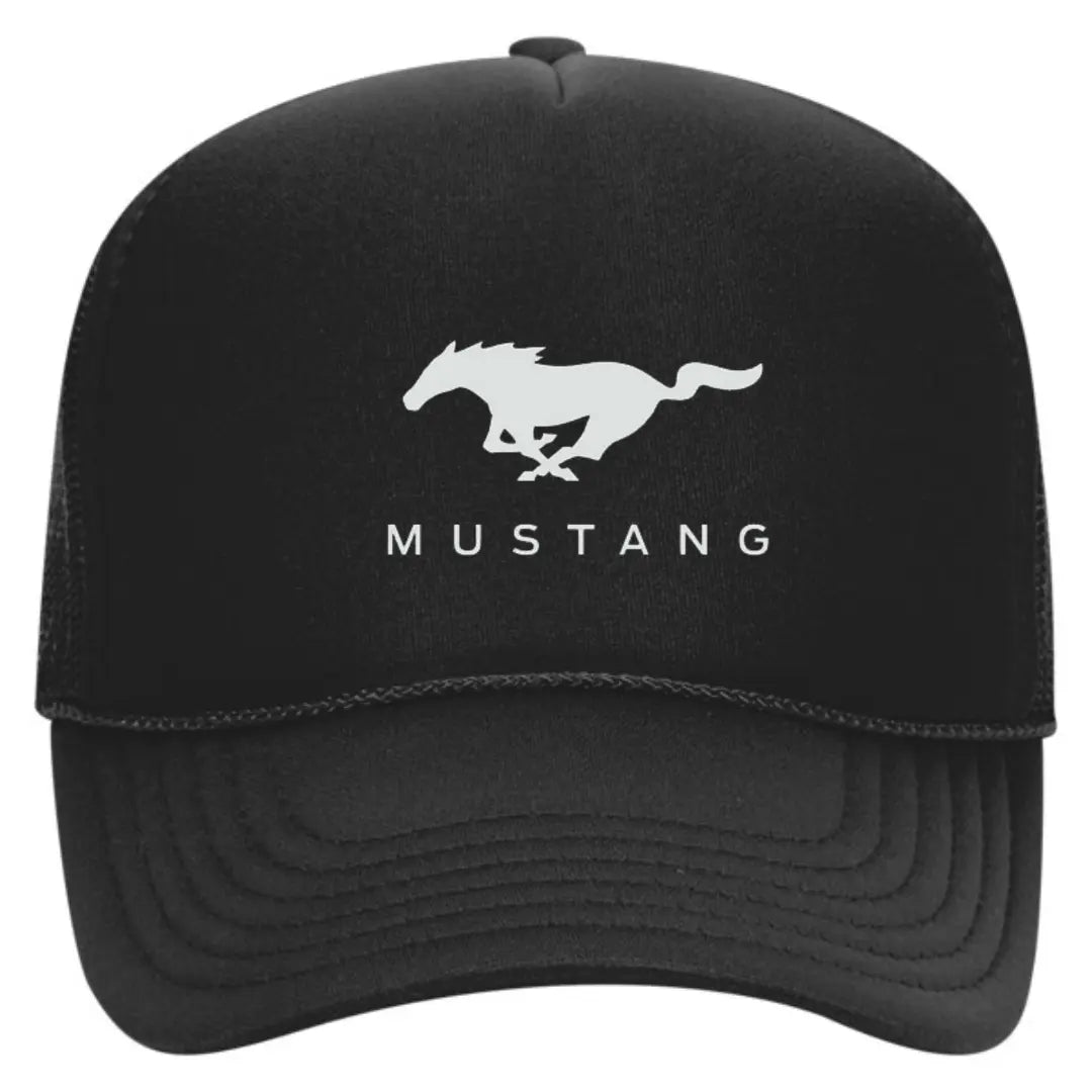 Legendary Style: Mustang Black Trucker Snapback Hat - Black Threadz