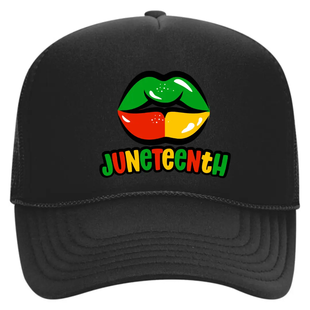 Represent Juneteenth with Our Black Trucker Hat: Symbol of Freedom limited edition - Black Threadz