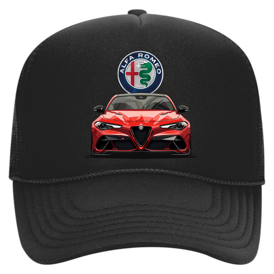 Alfa romeo giulia snapback trucker hat black