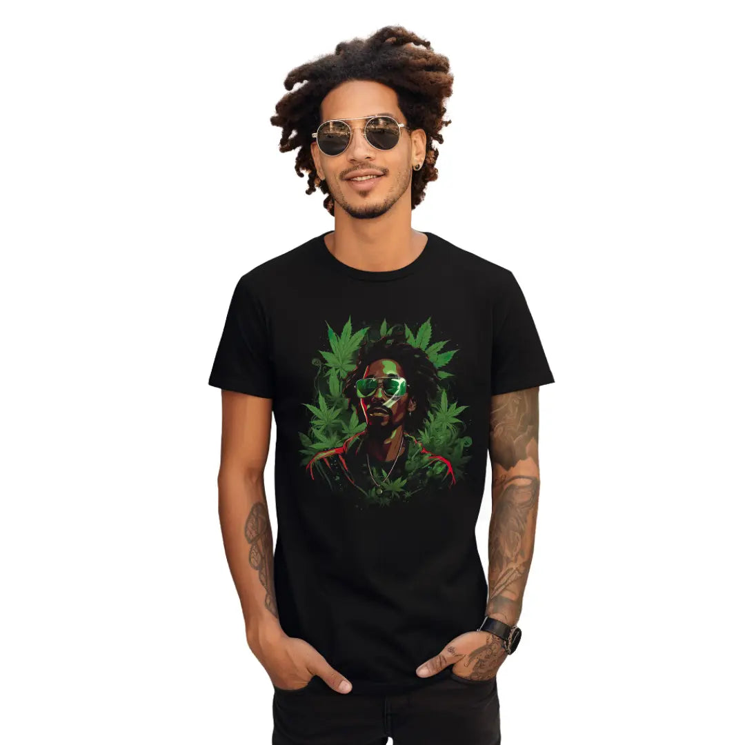 Black Man with Shades T-Shirt: Cool and Confident Style - Black Threadz