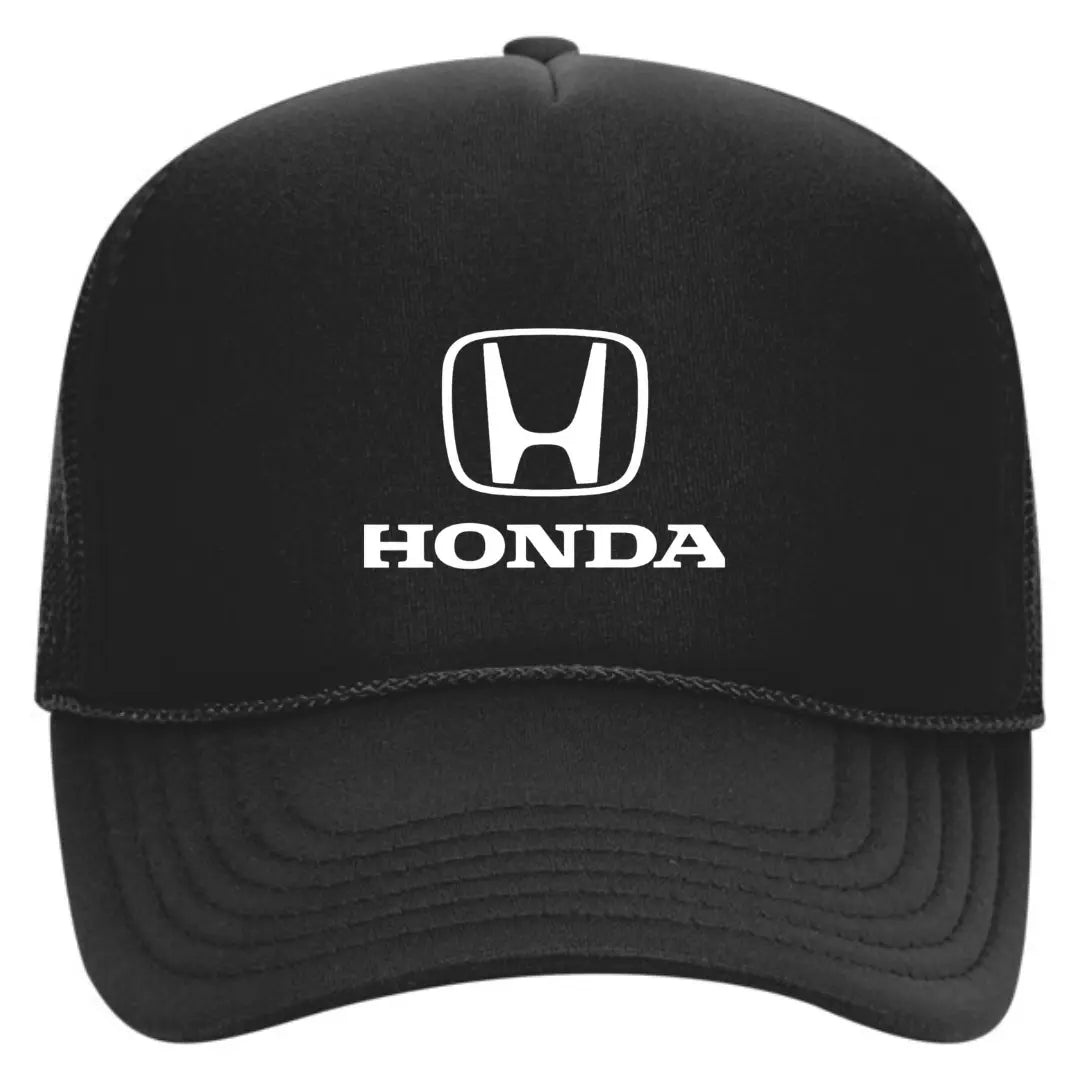 Ride in Style: Honda Black Trucker Snapback Hat - Black Threadz