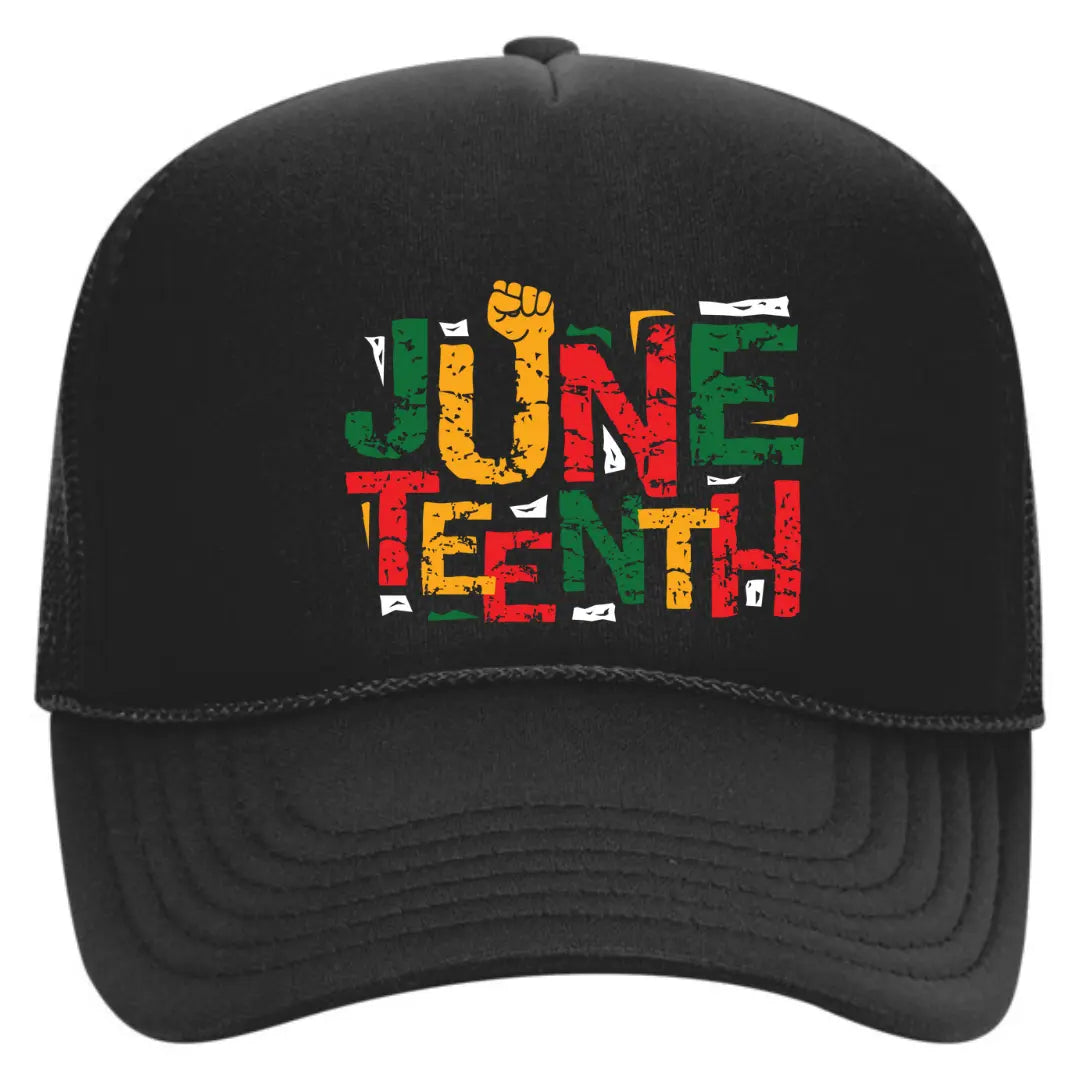 Commemorate Juneteenth with Our Black Trucker Hat: Symbol of Freedom Edition - Black Threadz