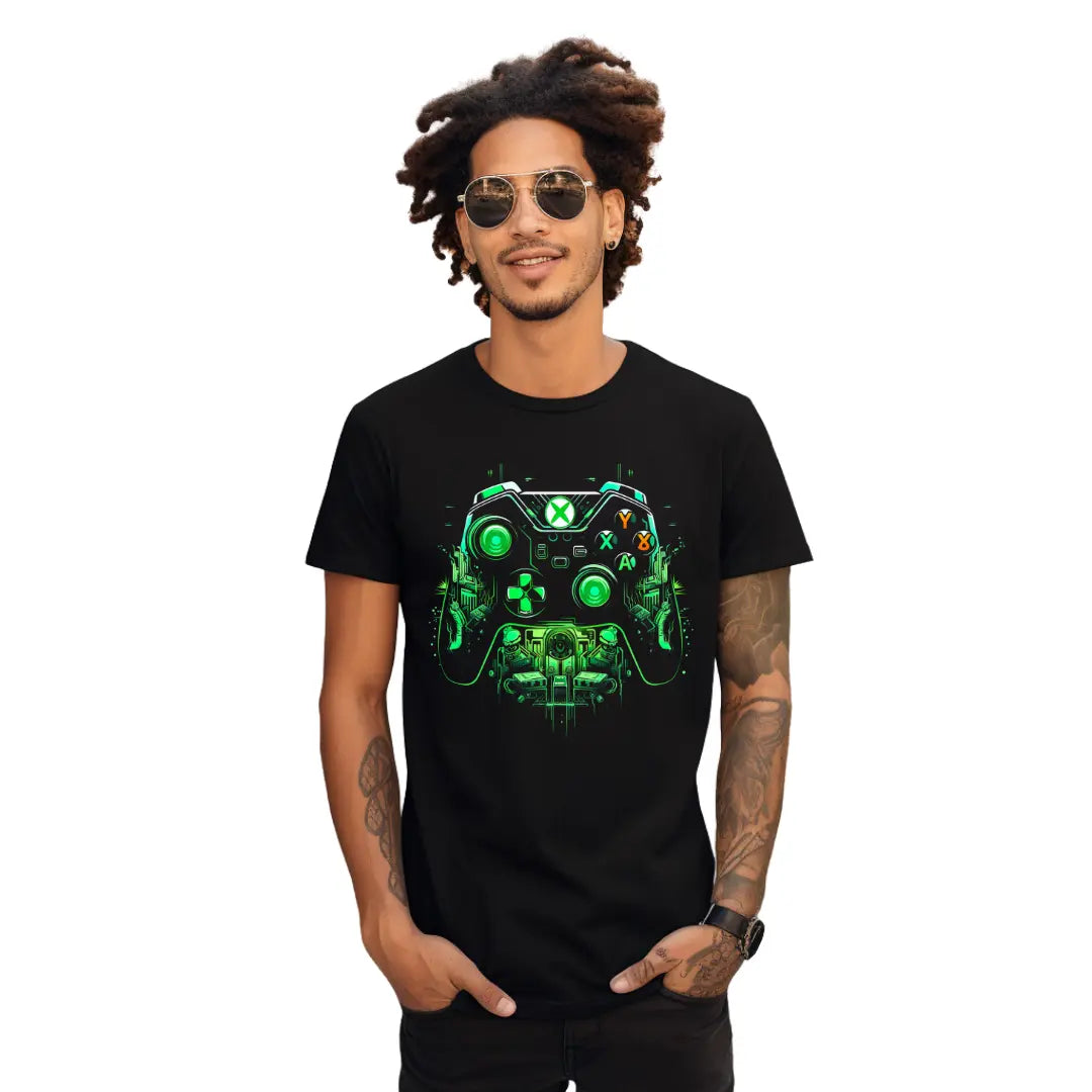 Green Xbox Controller T-Shirt: Level Up Your Style - Black Threadz