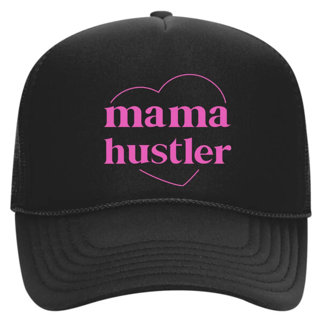 Mama Hustler Black Trucker Snapback Hat - Black Threadz