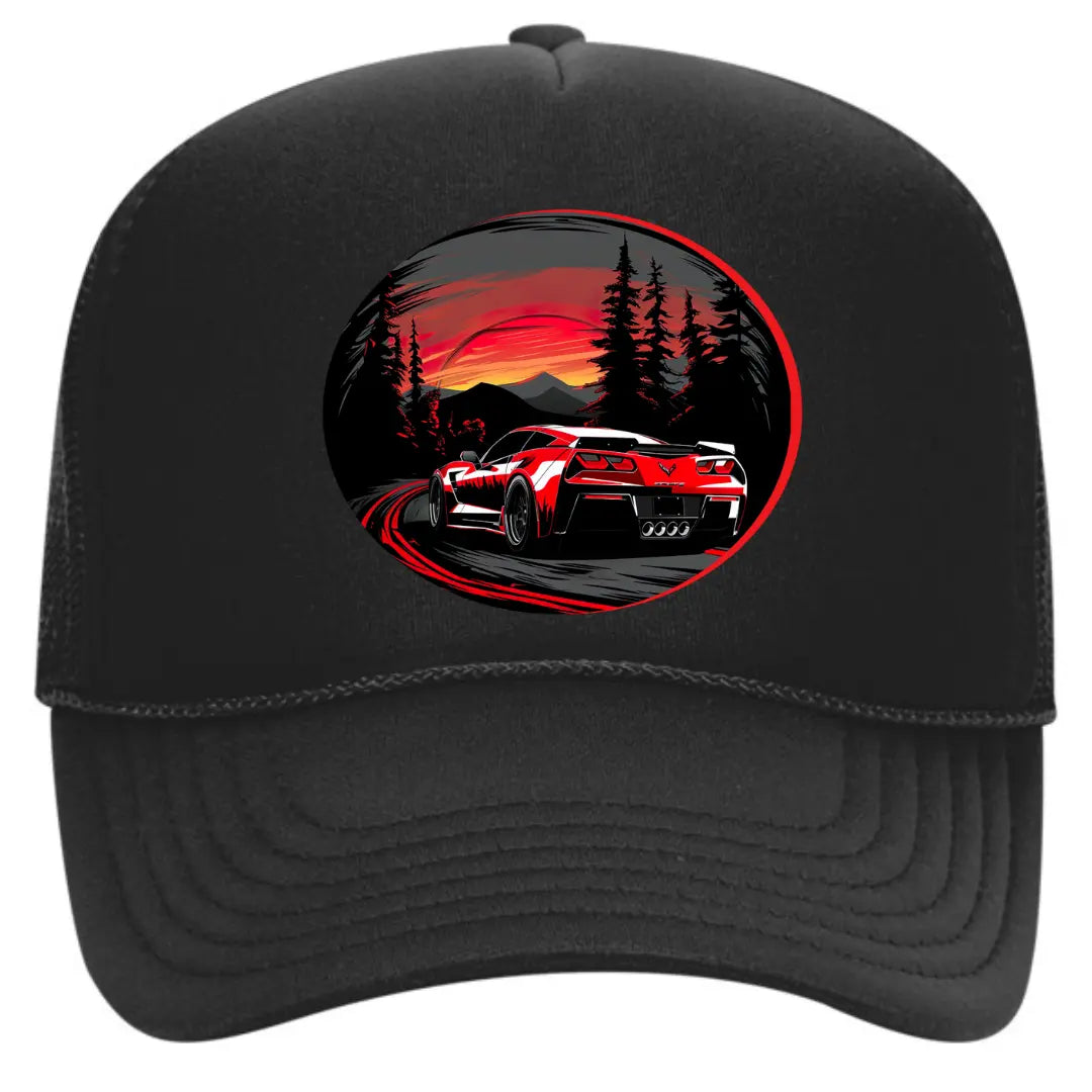 Trucker Hat for Chevrolet Corvette Enthusiasts - Black Threadz