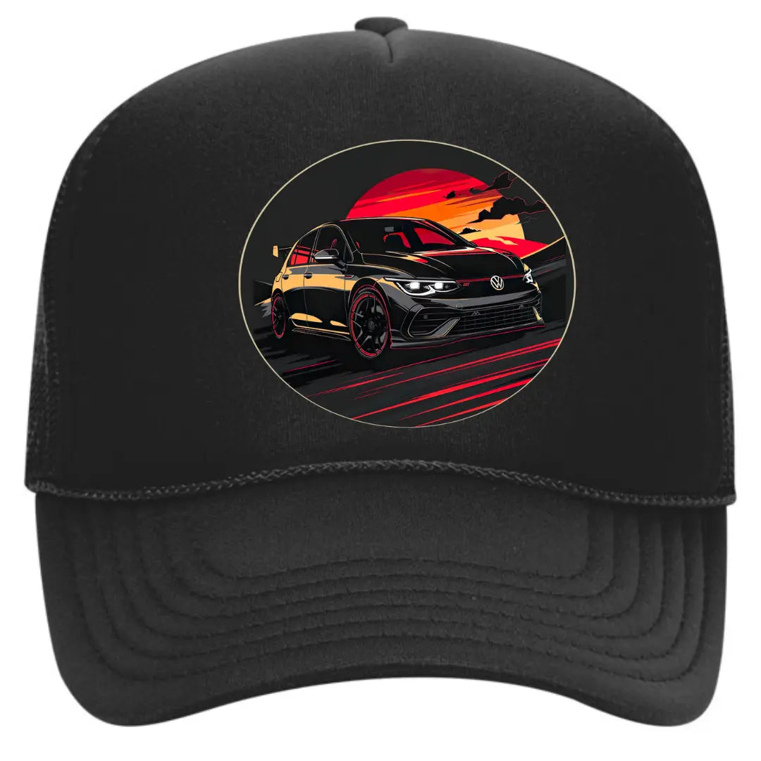 Black VW Golf Trucker Hat - Iconic Auto Enthusiast Edition - Black Threadz