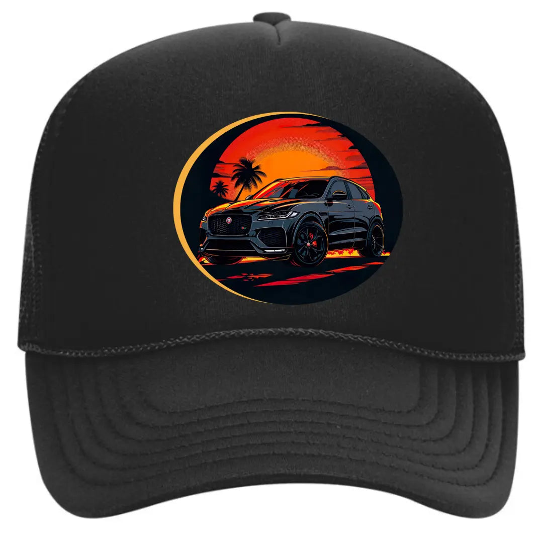 Black Trucker Hat for Jaguar F-PACE Enthusiasts - Black Threadz