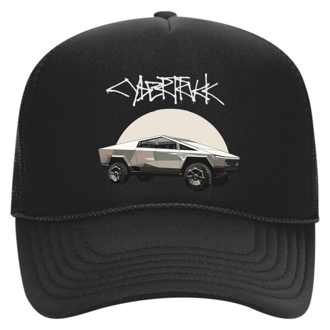 Tesla cybertruck black trucker hat for sale