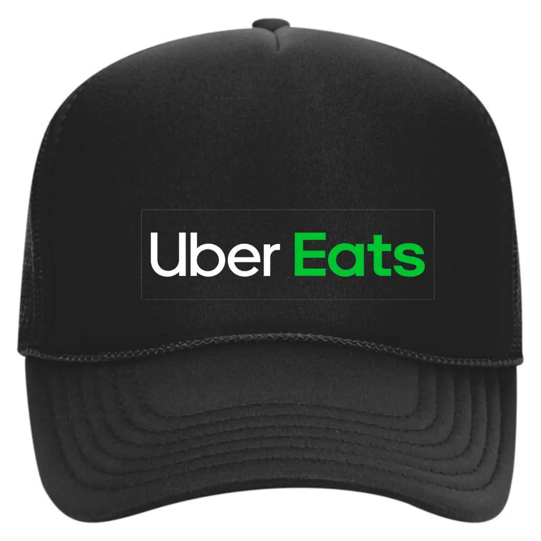 Deliver in Style: Uber Eats Black Trucker Snapback Hat - Black Threadz