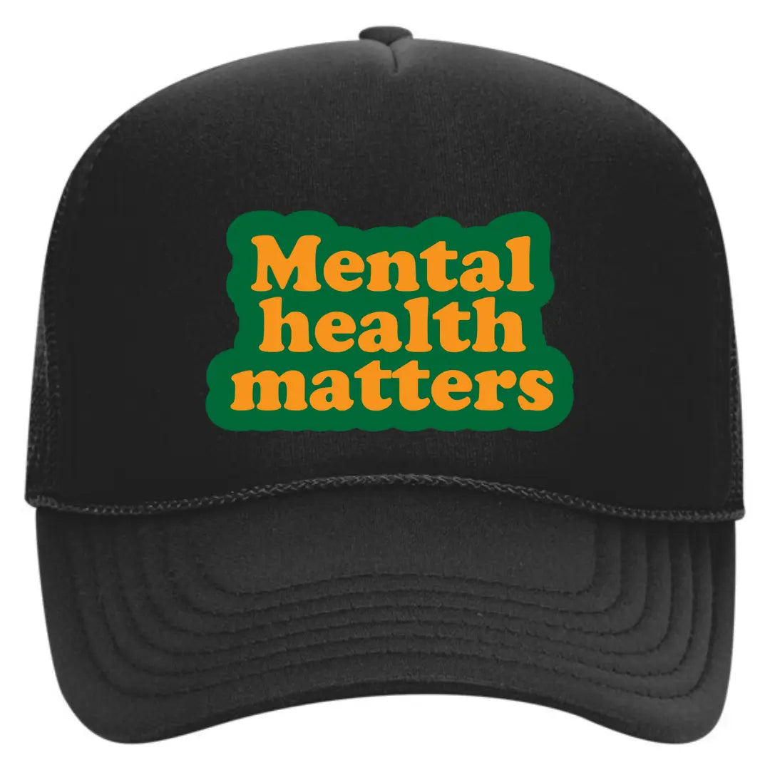 Mental Health Matter Black Trucker Snapback Hat - Black Threadz