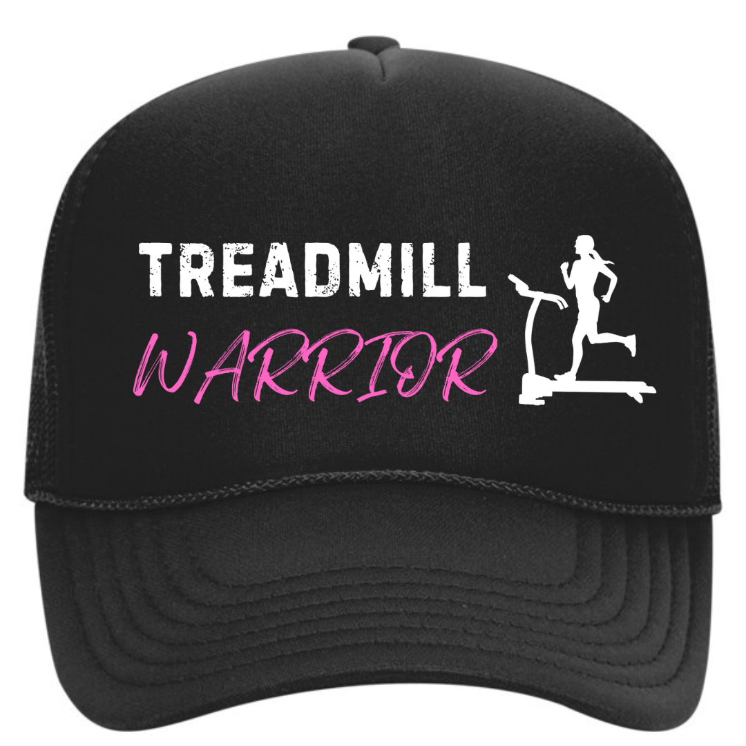 Women's Funny Treadmill Black Gym Fitness Trucker Hat with Sweatband - Best Workout Hat for Sweat